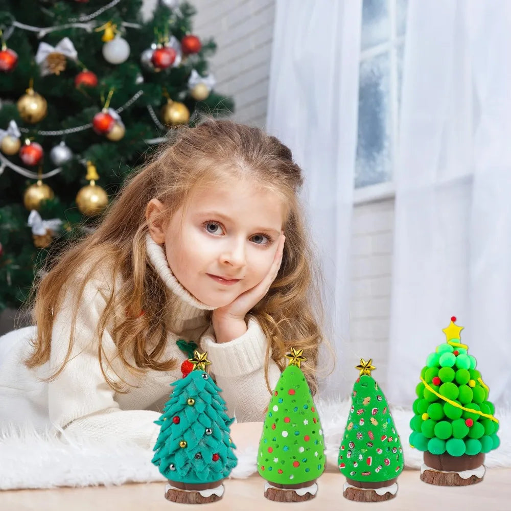 Christmas Trees Crafts Sets Air Dry Clay Kits for Kid Modeling Clay