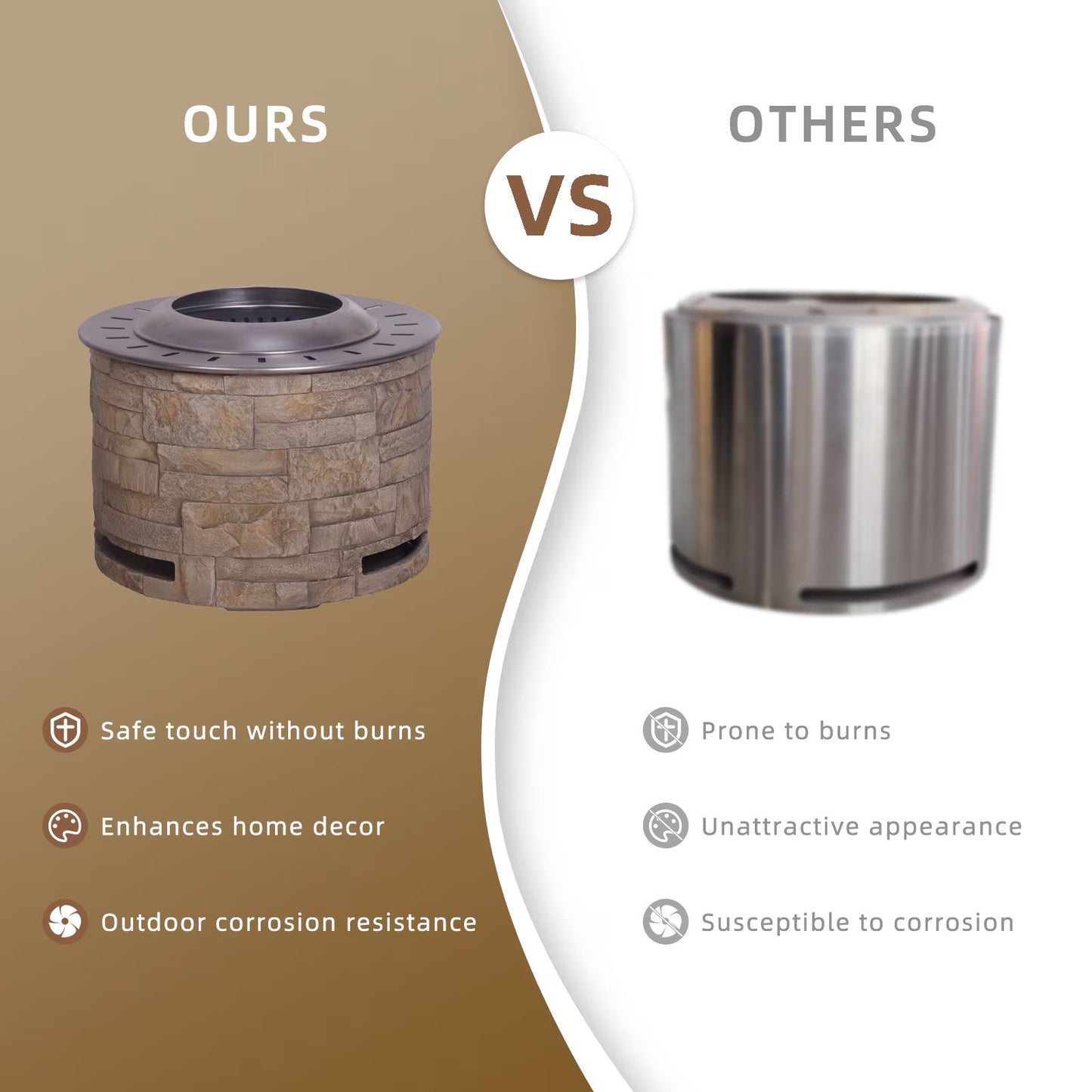 Stackstone Look Smokeless Firepit With Wood Pellet Twig Wood As The
