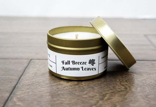 Fall Breeze Autumn Leaves Gold Travel Candle