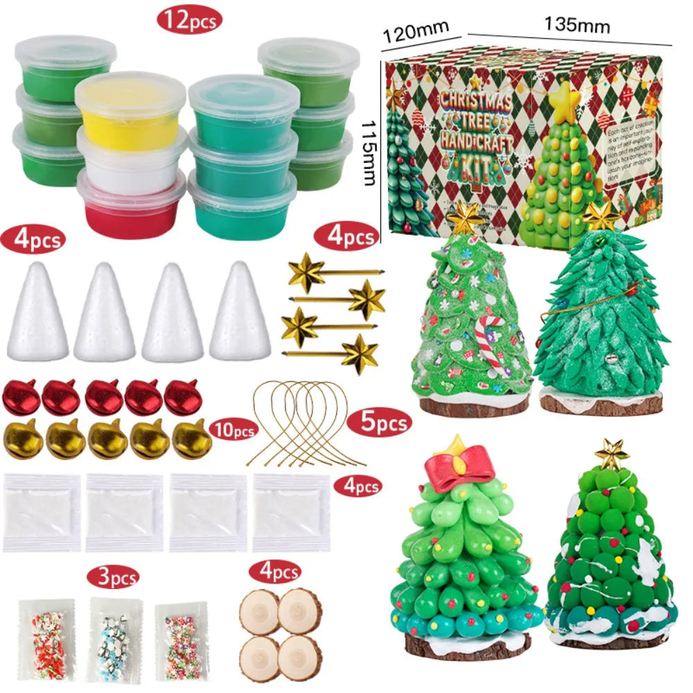 Christmas Trees Crafts Sets Air Dry Clay Kits for Kid Modeling Clay