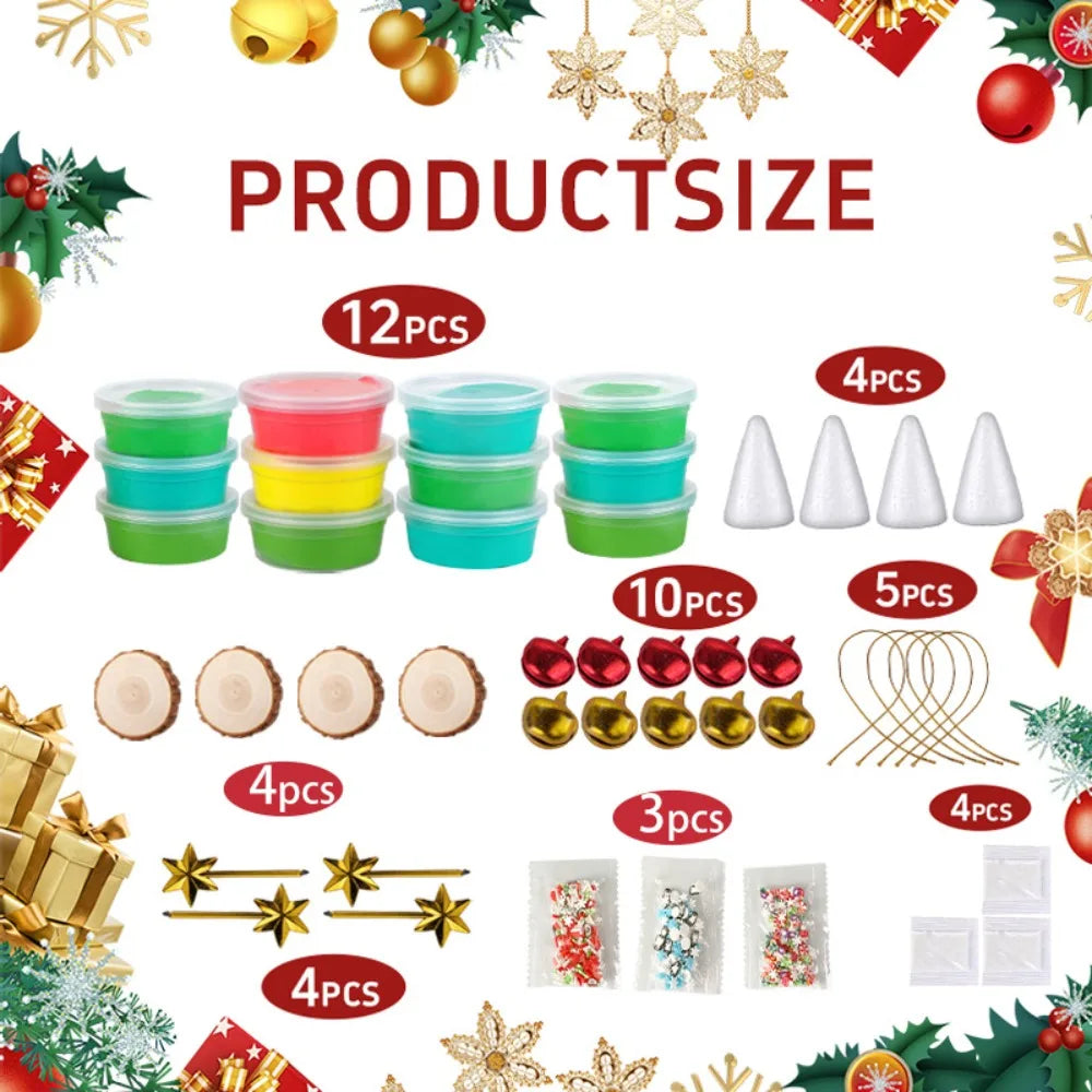 Christmas Trees Crafts Sets Air Dry Clay Kits for Kid Modeling Clay