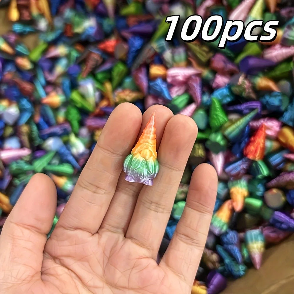 Vibrant Rainbow-Colored 3D Printed Mini Gnome Statues | Garden & Home