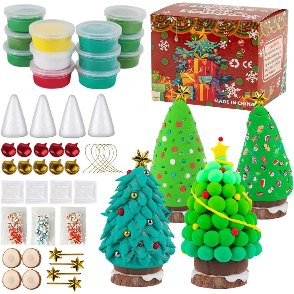 Christmas Trees Crafts Sets Air Dry Clay Kits for Kid Modeling Clay
