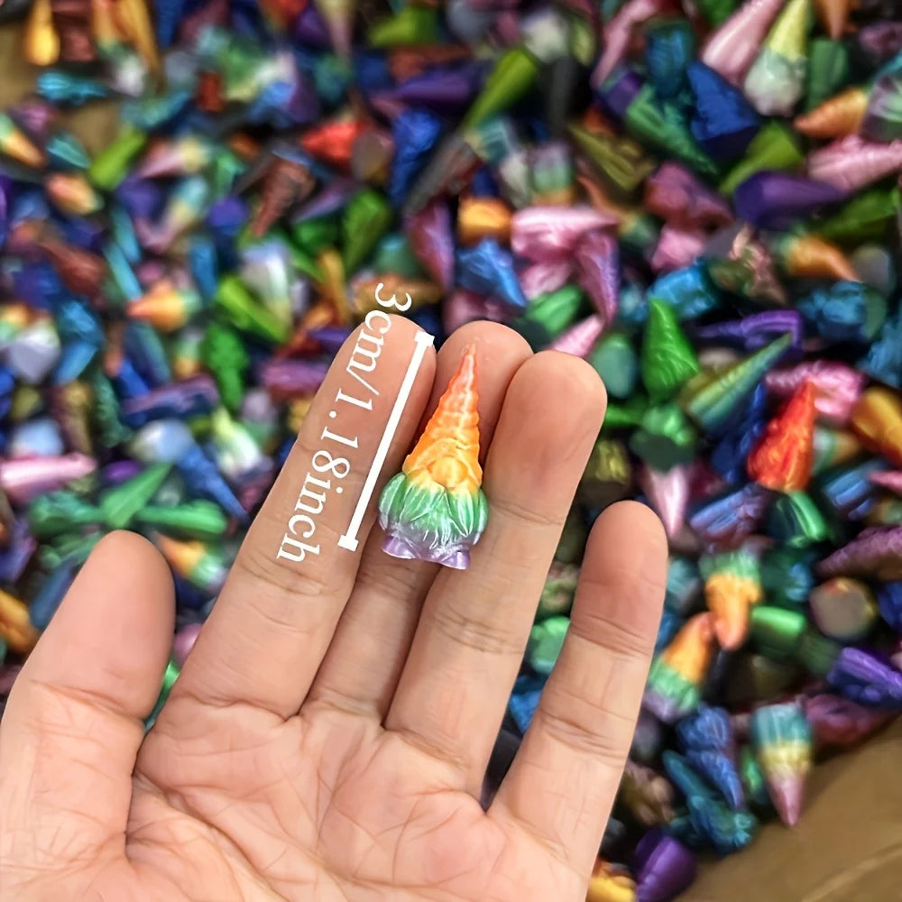Vibrant Rainbow-Colored 3D Printed Mini Gnome Statues | Garden & Home