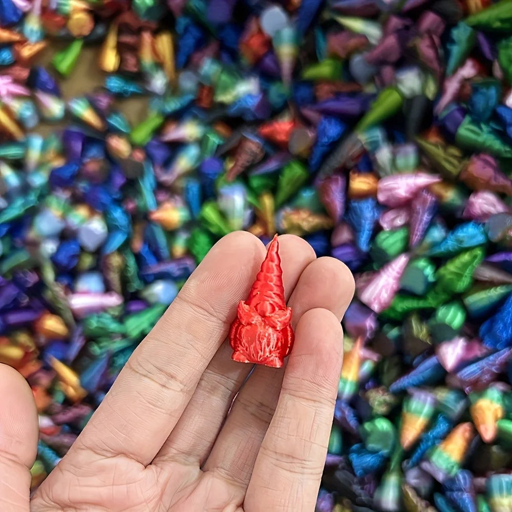 Vibrant Rainbow-Colored 3D Printed Mini Gnome Statues | Garden & Home