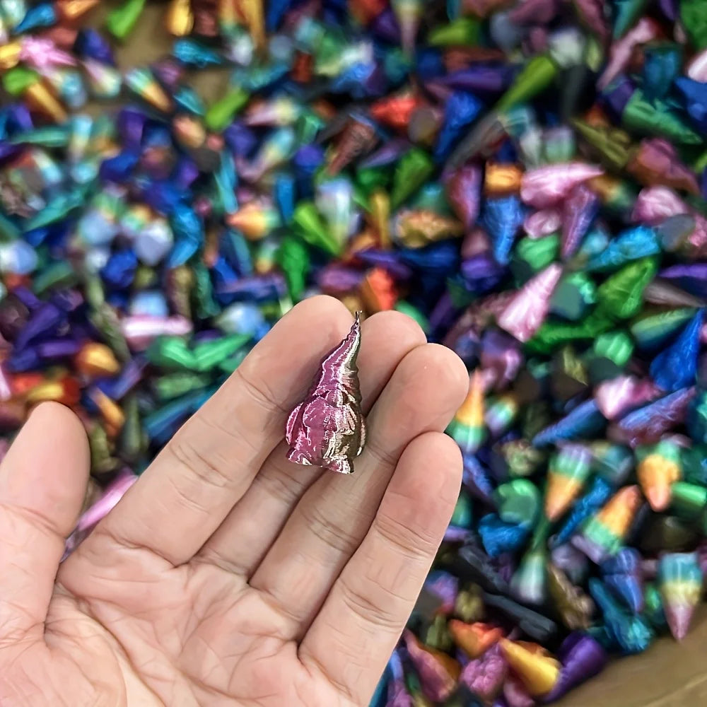 Vibrant Rainbow-Colored 3D Printed Mini Gnome Statues | Garden & Home