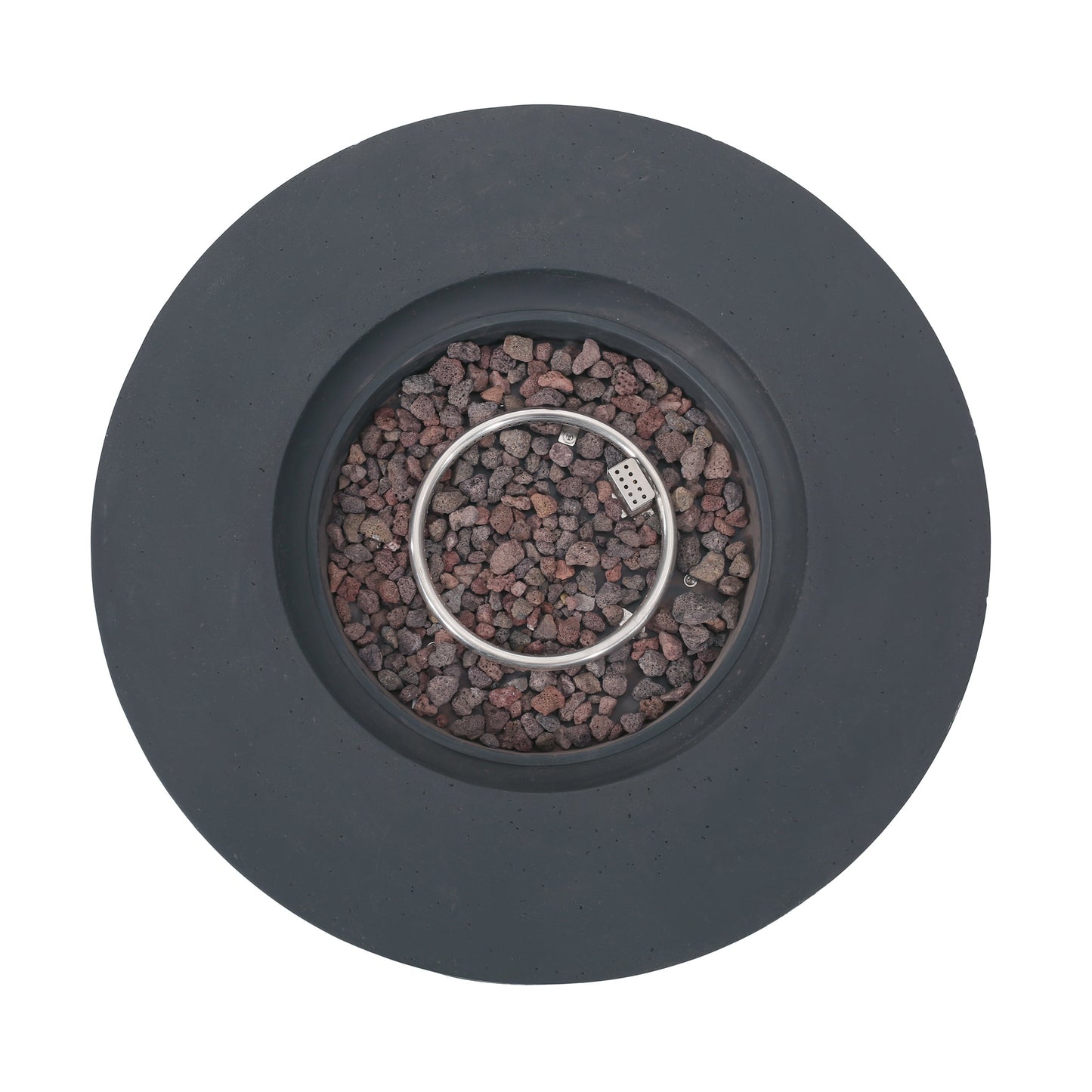 Modern Lightweight Concrete Outdoor Circular Fire Pit 50,000 BTU Dark