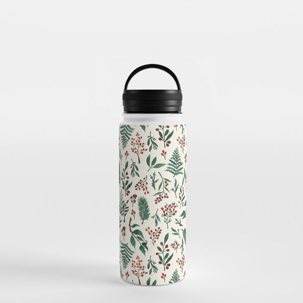Christmas Berries Handle Lid Water Bottle