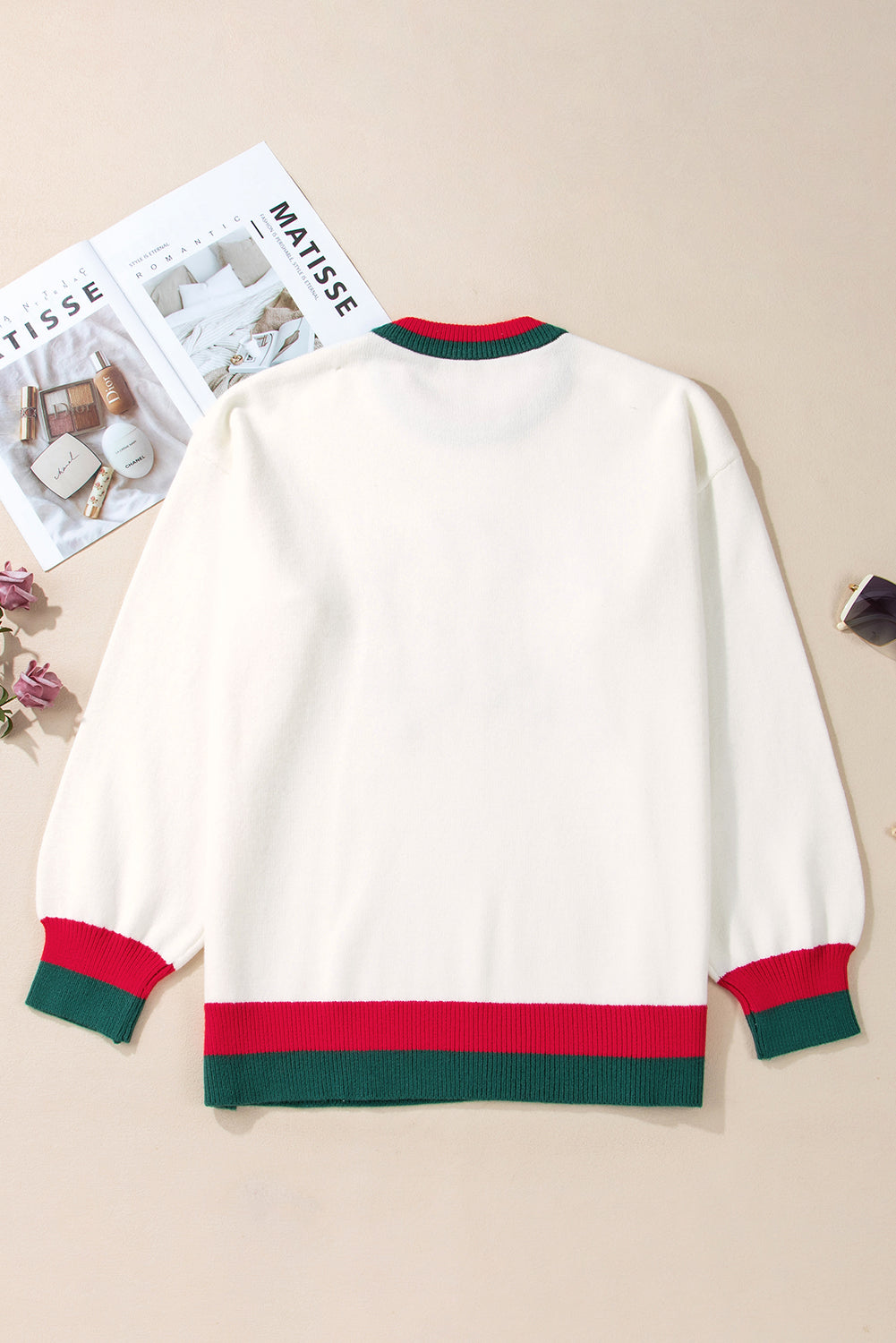 Plus Size Christmas Holly Jolly Colorblock Edge Sweater