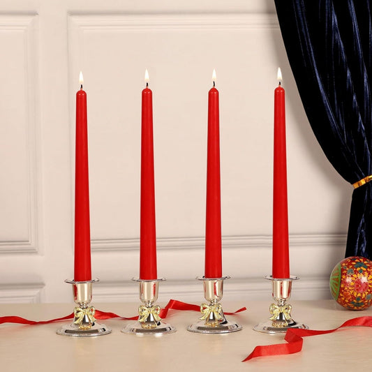 Red Unscented Dripless Taper Candles Set of 4